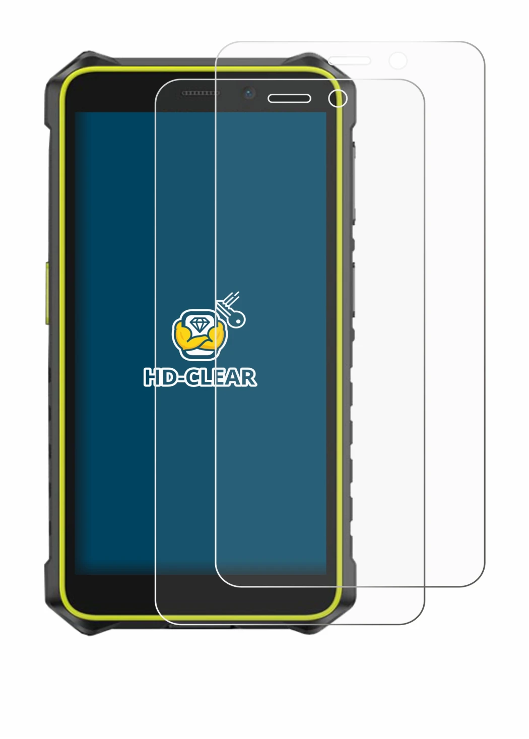 Image of the device Ulefone RugKing 2 Pro with a wide variety of screen protectors.