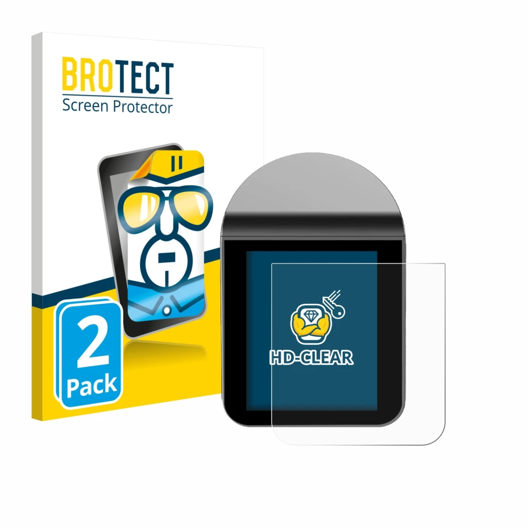 Front side of a product packaging with the brand logo BROTECT. Next to it is the device KitchenBoss G330 shown with the corres