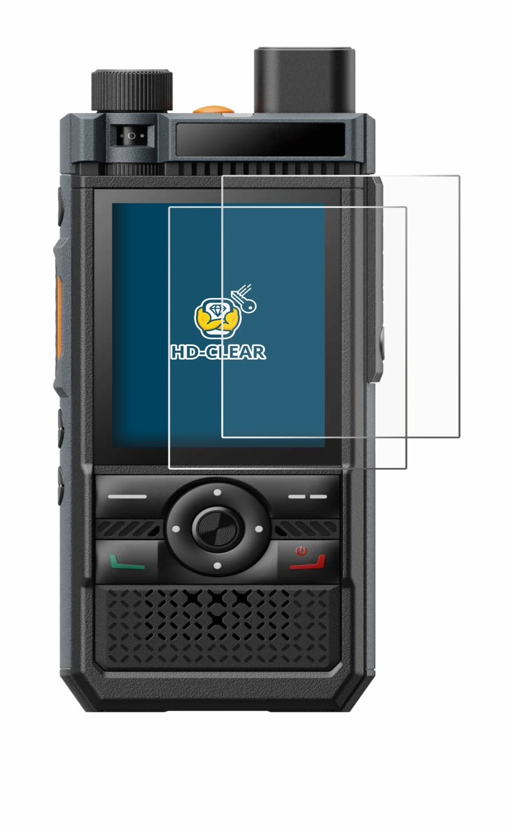 Image of the device Hytera P50 Pro with a wide variety of screen protectors.