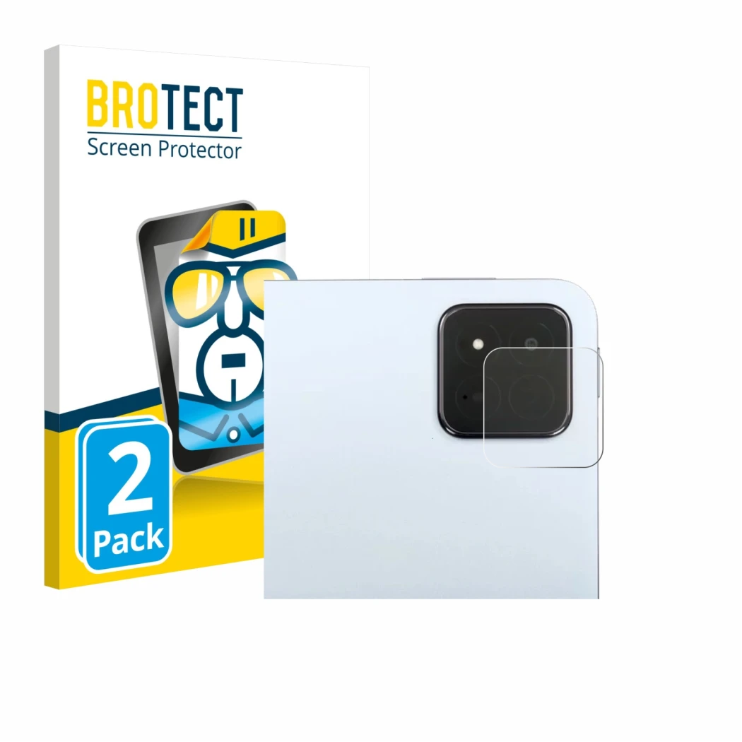 Front side of a product packaging with the brand logo BROTECT. Next to it is the device Xiaomi Pad 7 Pro (ONLY Camera Lens) sh