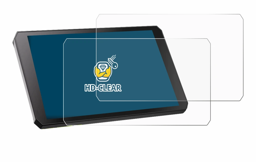 Image of the device RiderNav R7M with a wide variety of screen protectors.