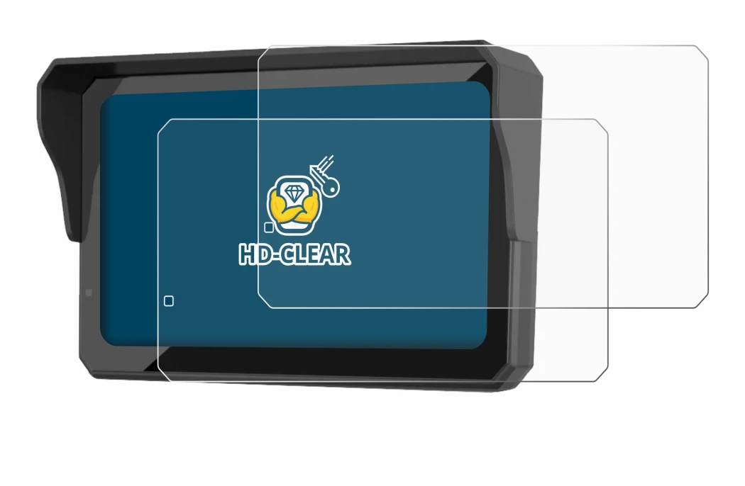 Image of the device Carpuride W602S Pro with a wide variety of screen protectors.