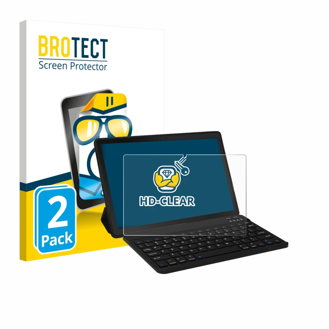 Front side of a product packaging with the brand logo BROTECT. Next to it is the device Laptok YXPA7LBK 11