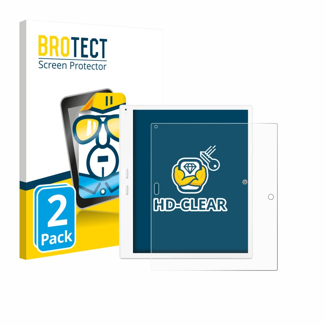 Front side of a product packaging with the brand logo BROTECT. Next to it is the device Bigme B10 10.3