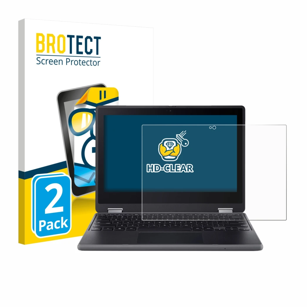 Front side of a product packaging with the brand logo BROTECT. Next to it is the device Acer Chromebook Spin 511 R757TN shown