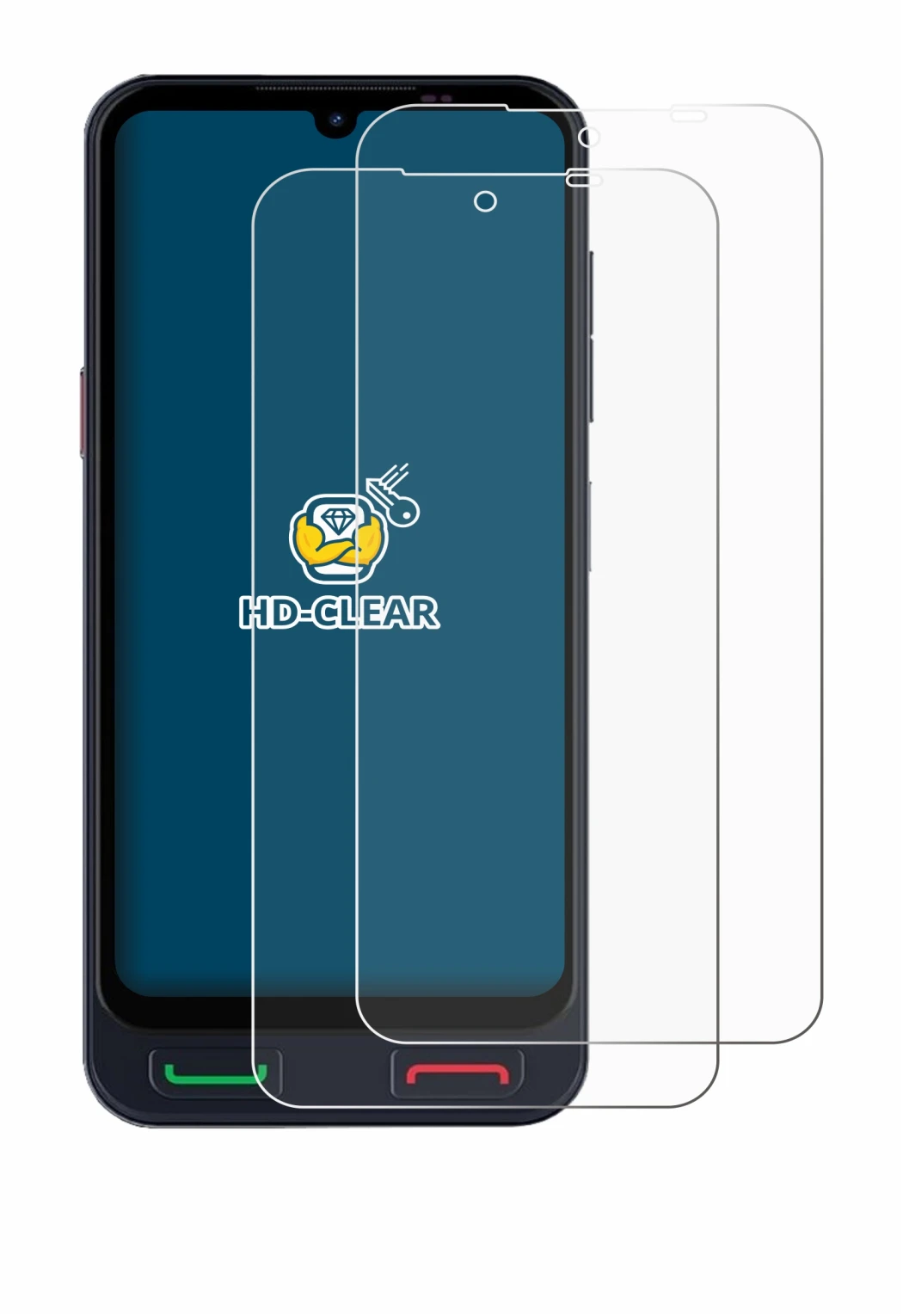 Image of the device SPC Zeus 2 Pro with a wide variety of screen protectors.