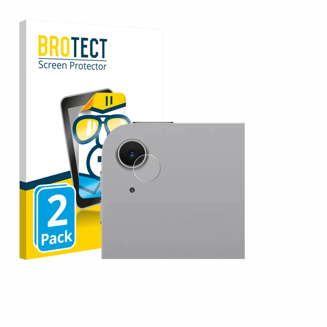 Front side of a product packaging with the brand logo BROTECT. Next to it is the device Apple iPad Air 13