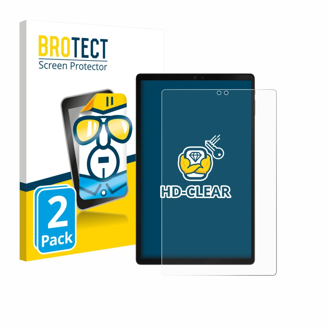 Front side of a product packaging with the brand logo BROTECT. Next to it is the device ZTE Blade X1001 shown with the corresp