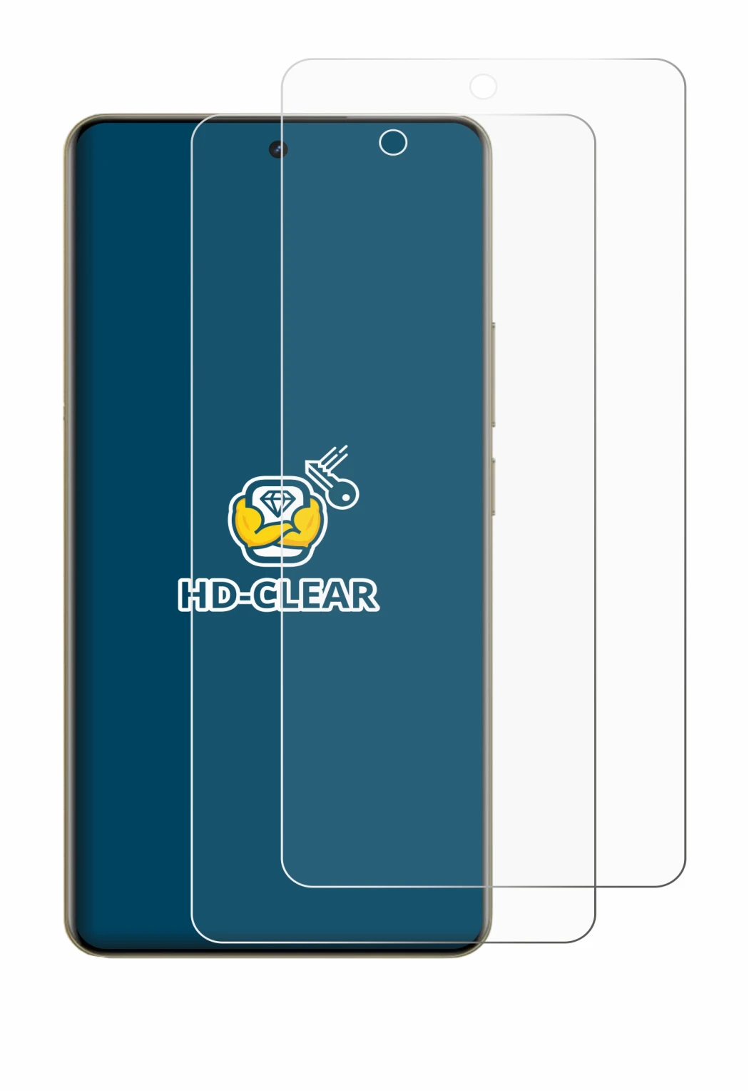 Image of the device realme 16 with a wide variety of screen protectors.