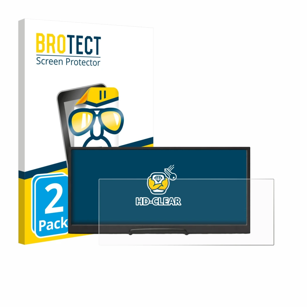 Front side of a product packaging with the brand logo BROTECT. Next to it is the device Prechen HD-123 12,3