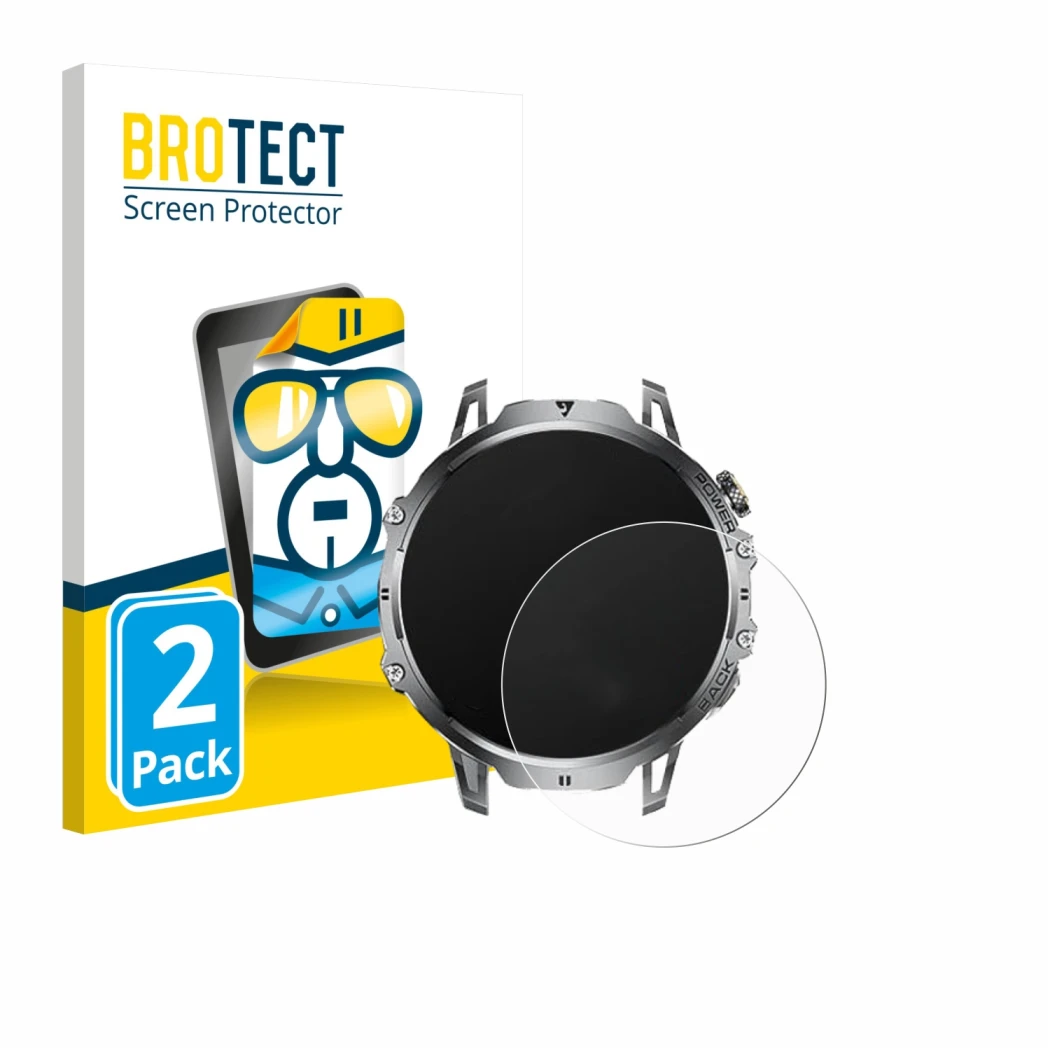 Front side of a product packaging with the brand logo BROTECT. Next to it is the device Dremac EF13-E 1.85
