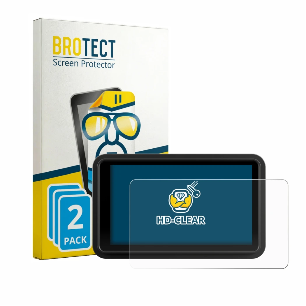 Front side of a product packaging with the brand logo BROTECT. Next to it is the device Atomos Ninja RAW 5