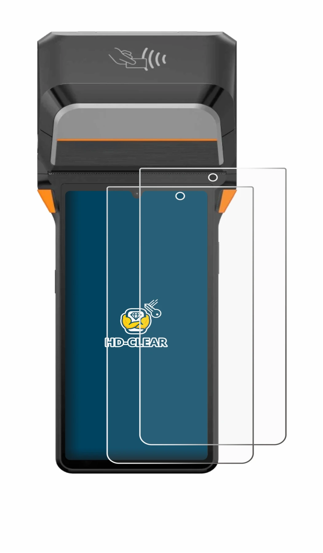 Image of the device Sunmi V3 Plus with a wide variety of screen protectors.