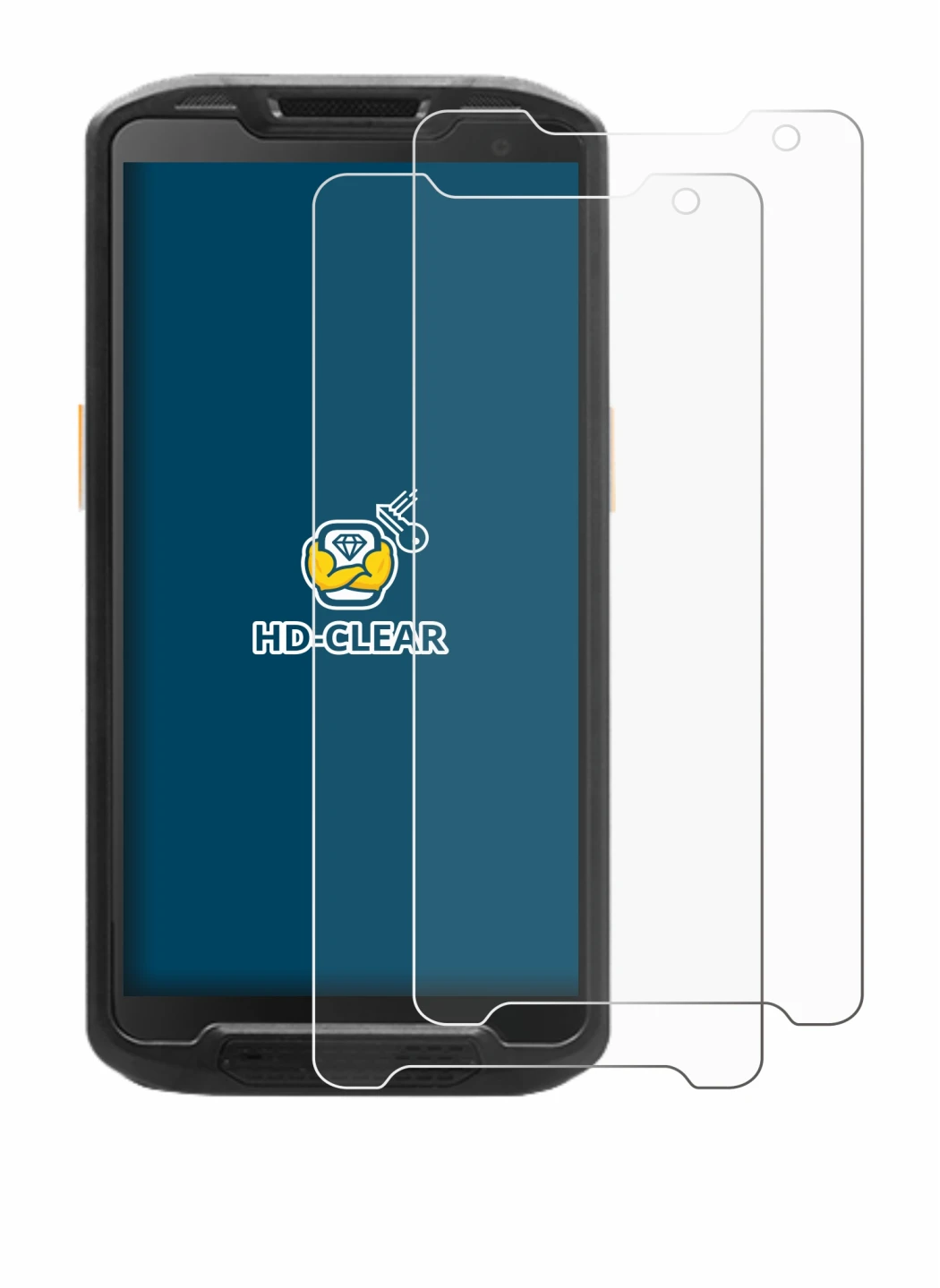 Image of the device Point Mobile PM84P with a wide variety of screen protectors.