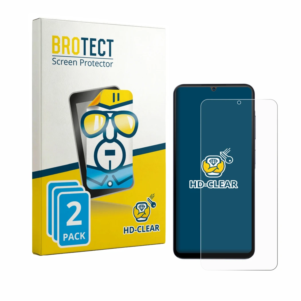 Front side of a product packaging with the brand logo BROTECT. Next to it is the device Hotwav A56 shown with the correspondin