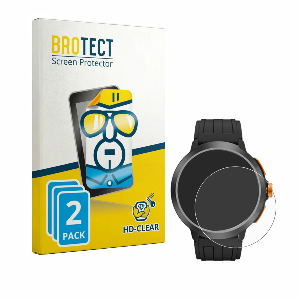 Front side of a product packaging with the brand logo BROTECT. Next to it is the device Cubot BeatBox shown with the correspon