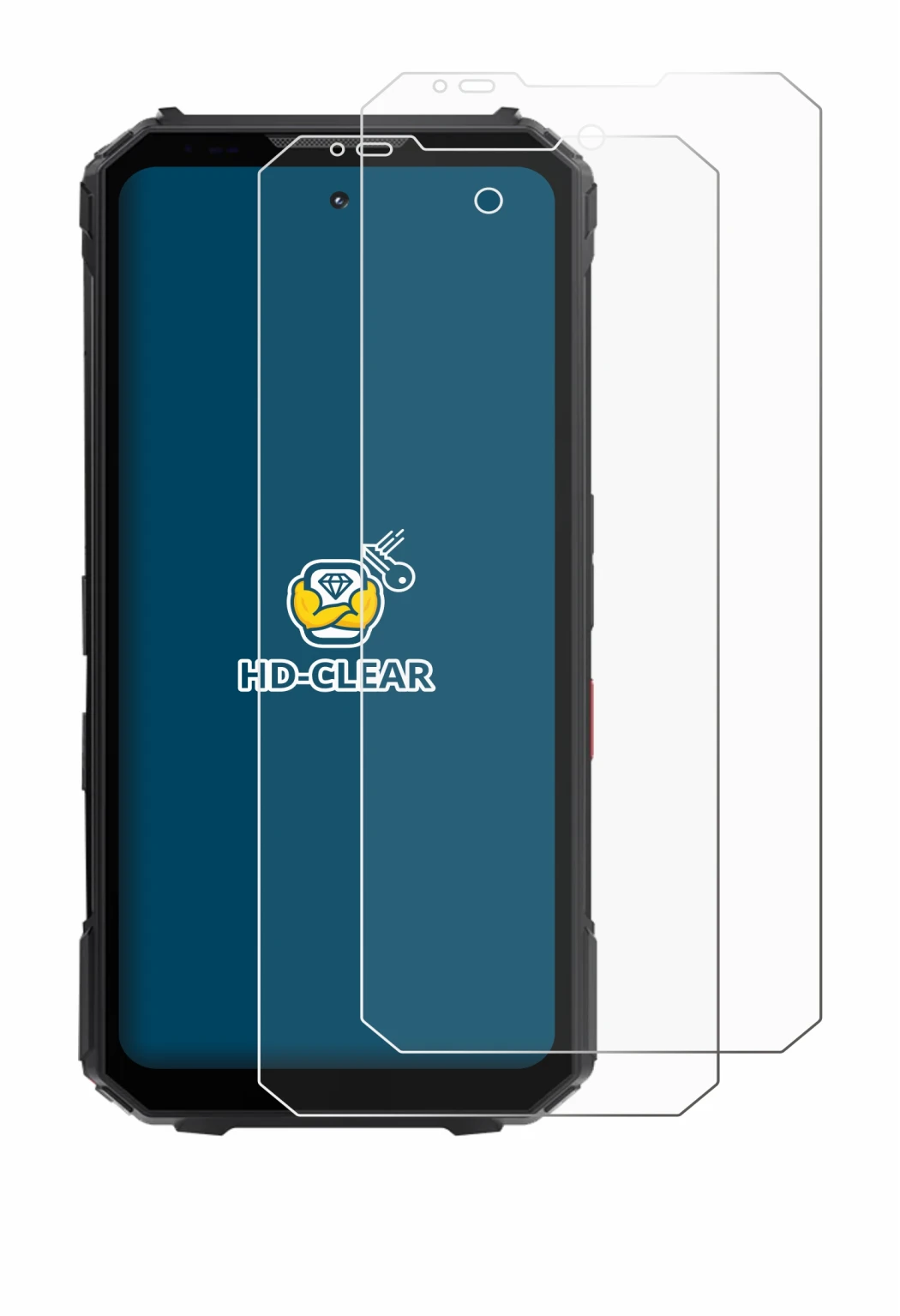Image of the device Doogee V Max LR with a wide variety of screen protectors.