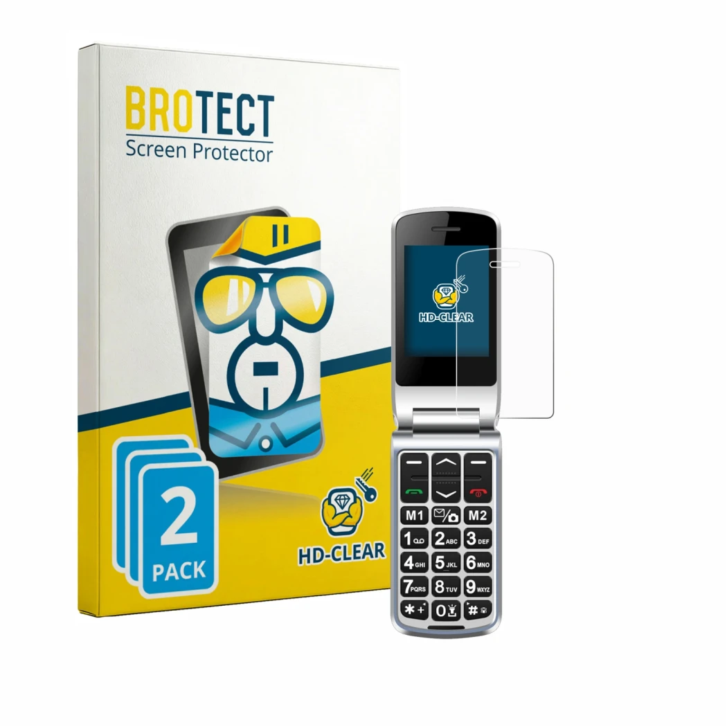 Front side of a product packaging with the brand logo BROTECT. Next to it is the device Sweetlink F1PLUS shown with the corres