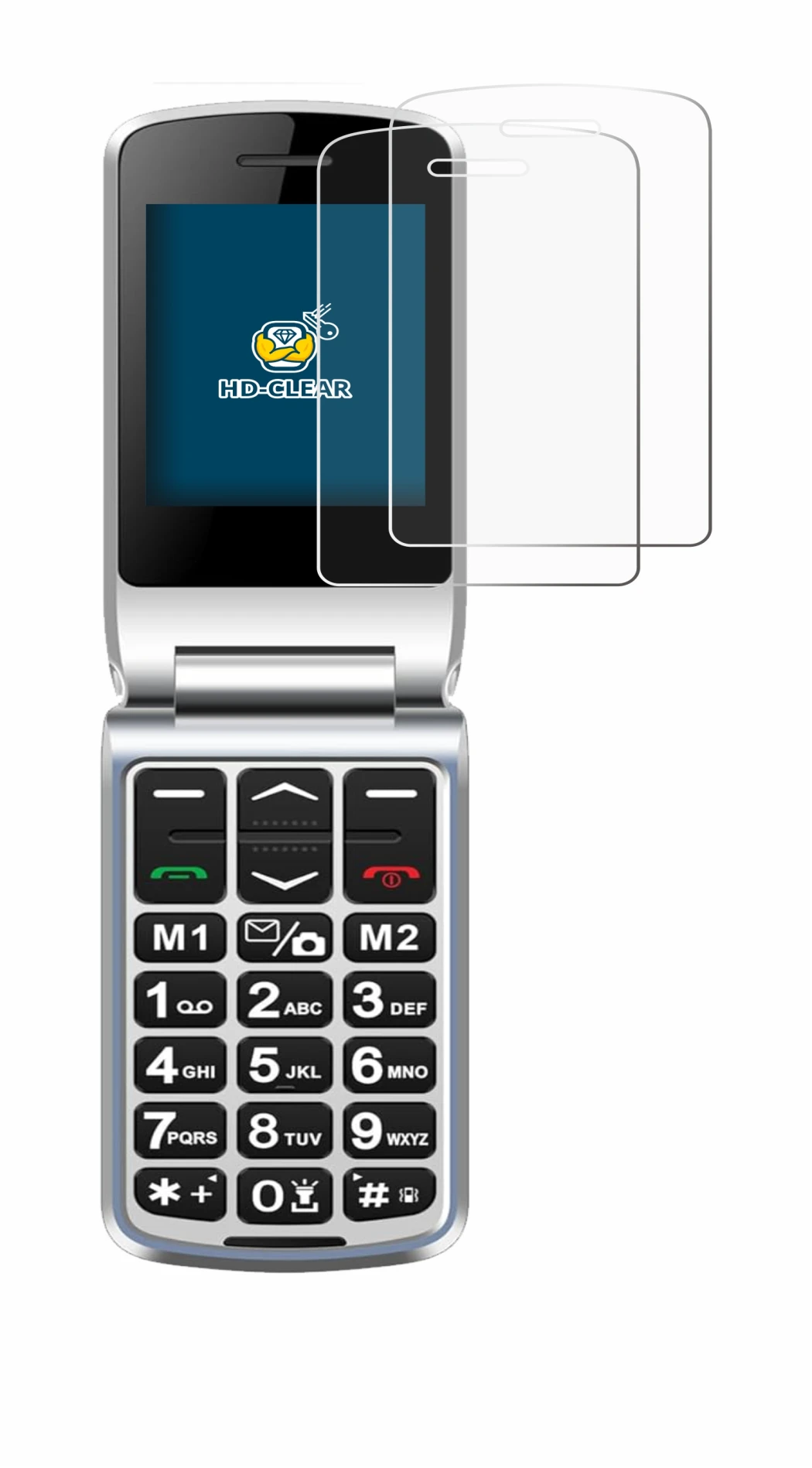 Image of the device Sweetlink F1PLUS with a wide variety of screen protectors.