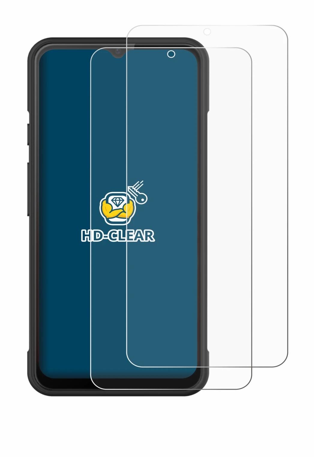 Image of the device iMin Swift 1 Pro with a wide variety of screen protectors.