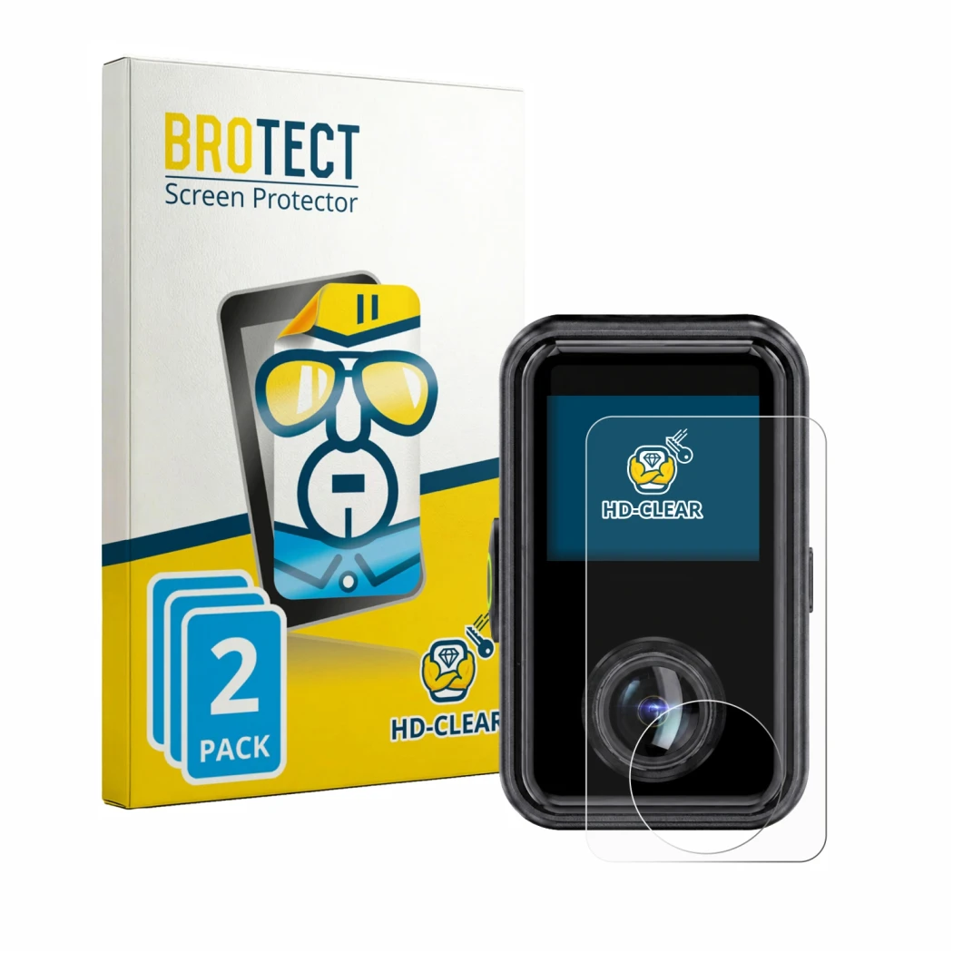Front side of a product packaging with the brand logo BROTECT. Next to it is the device Vantrue E360 Ace shown with the corres