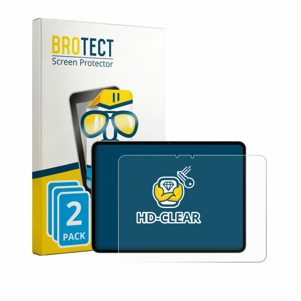 Front side of a product packaging with the brand logo BROTECT. Next to it is the device Oppo Pad 6 shown with the correspondin