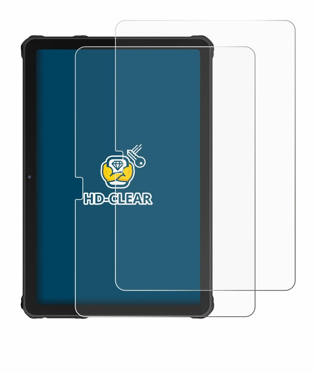 Image of the device Oukitel RT10 with a wide variety of screen protectors.