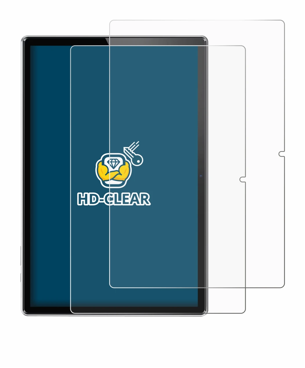 Image of the device Simplori T18 with a wide variety of screen protectors.
