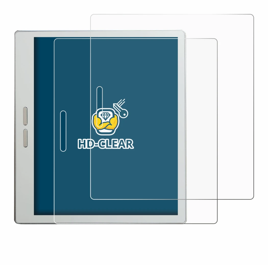 Image of the device Bigme B7 Pro with a wide variety of screen protectors.
