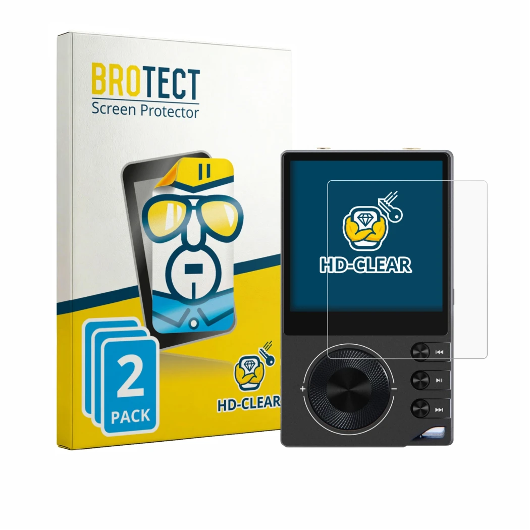 Front side of a product packaging with the brand logo BROTECT. Next to it is the device Surfans F20 Pro shown with the corresp