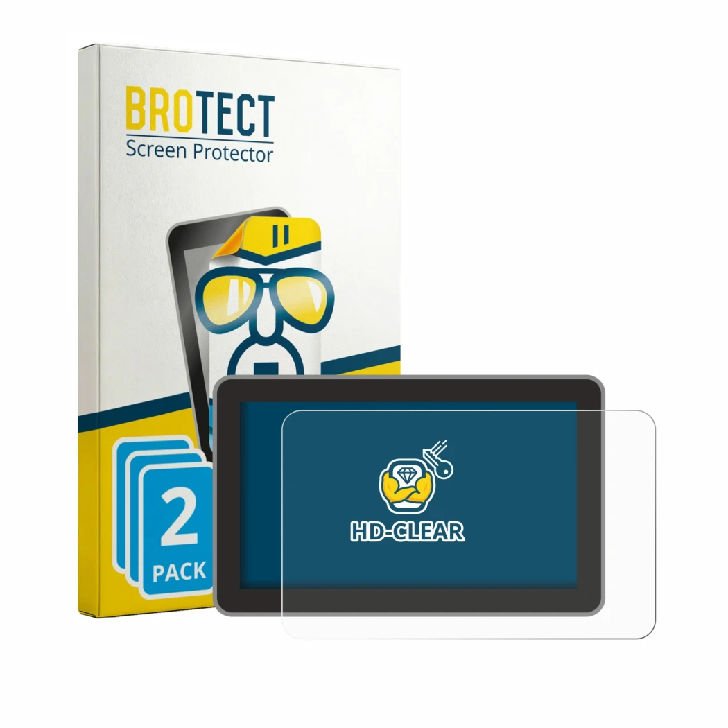 Front side of a product packaging with the brand logo BROTECT. Next to it is the device Bambu Lab H2S shown with the correspon