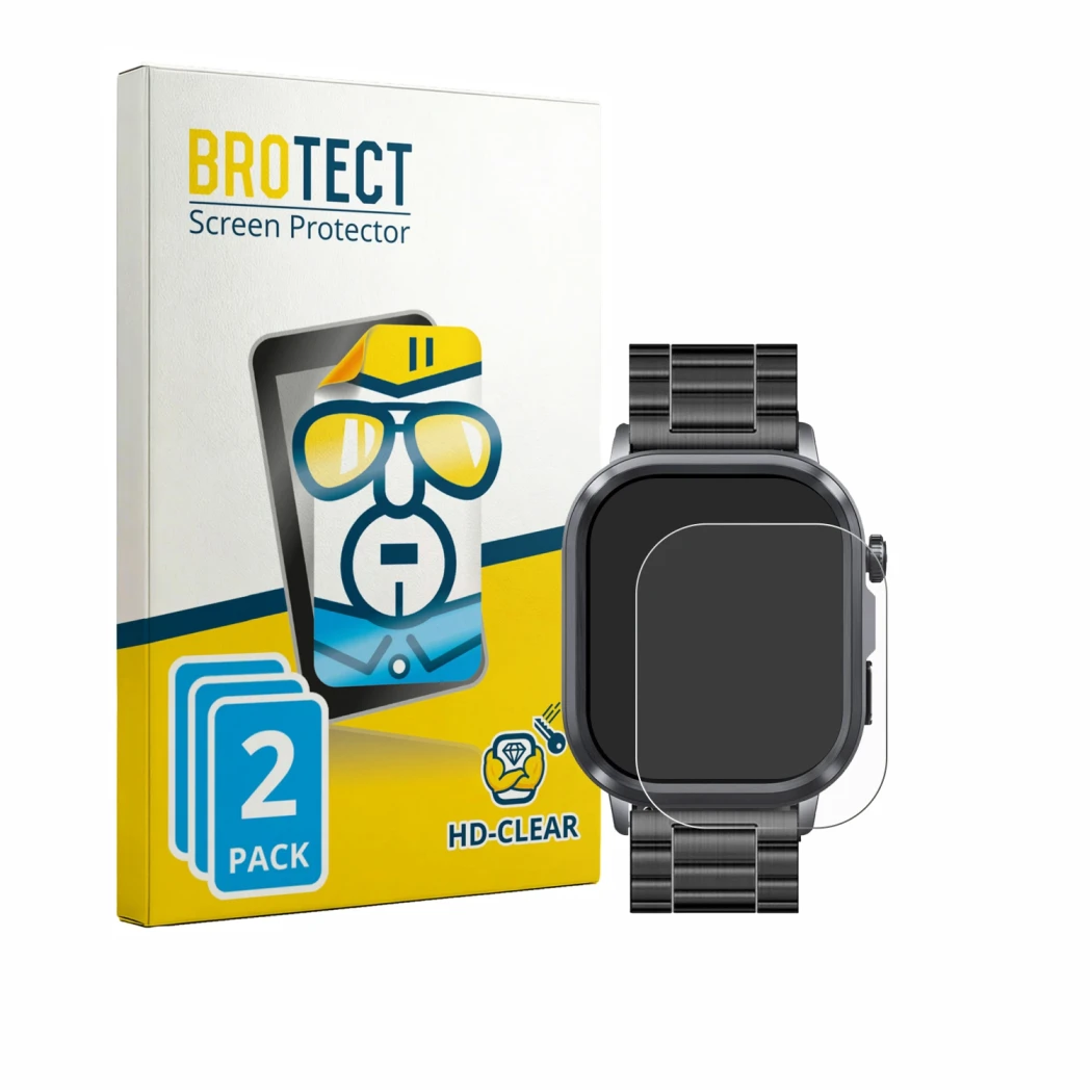 Front side of a product packaging with the brand logo BROTECT. Next to it is the device Knauermann Pro 4 2026 (rectangular) sh