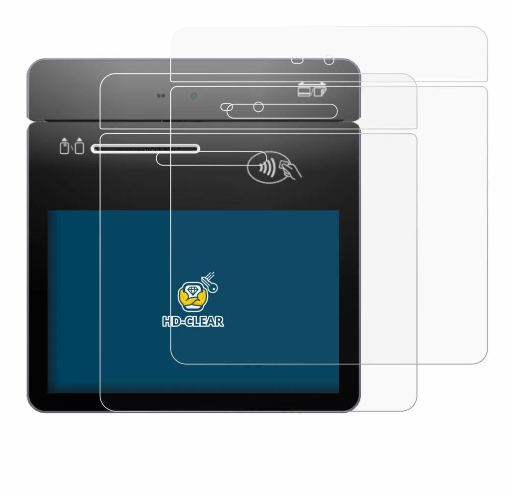 Image of the device Pax A3700 with a wide variety of screen protectors.