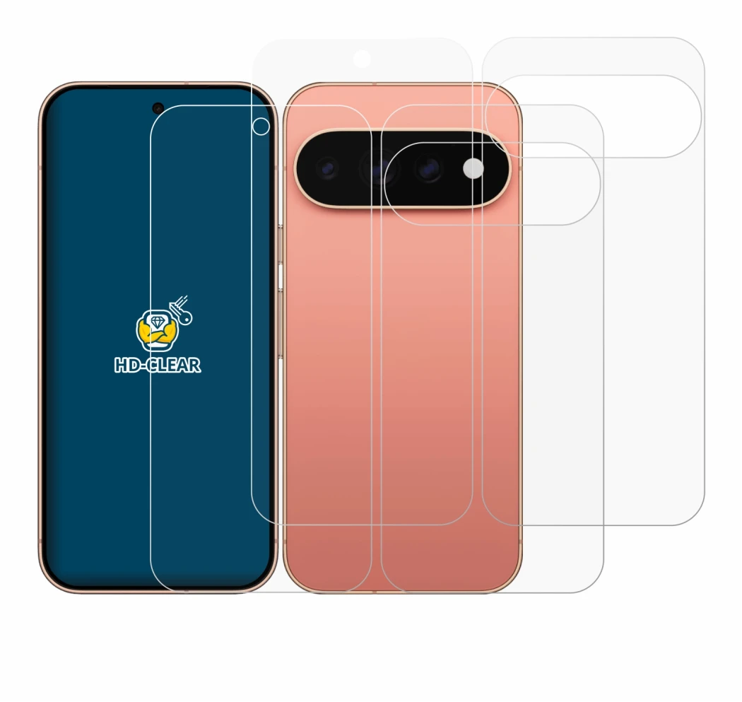 Image of the device Google Pixel 11 Pro (Front+Back) with a wide variety of screen protectors.