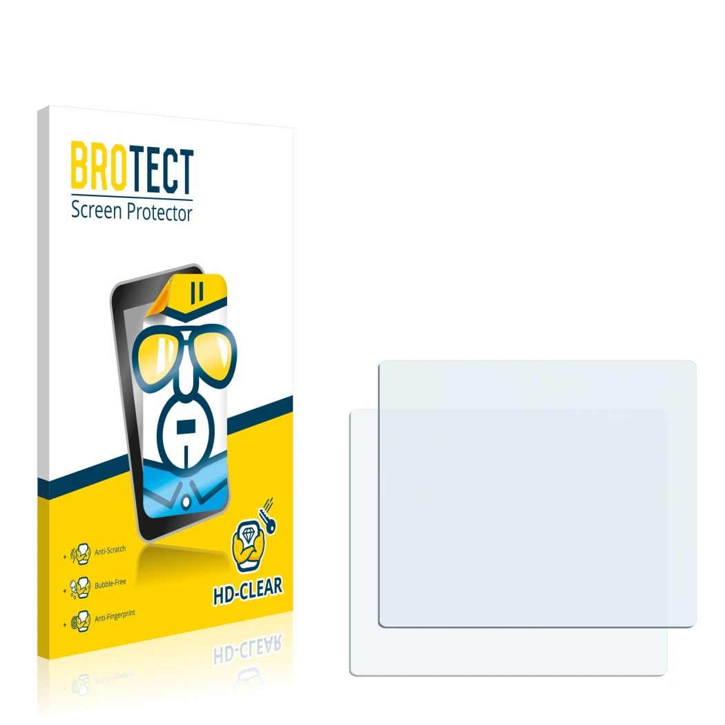 Front side of a product packaging with the brand logo BROTECT. Next to it is the corresponding screen protector.