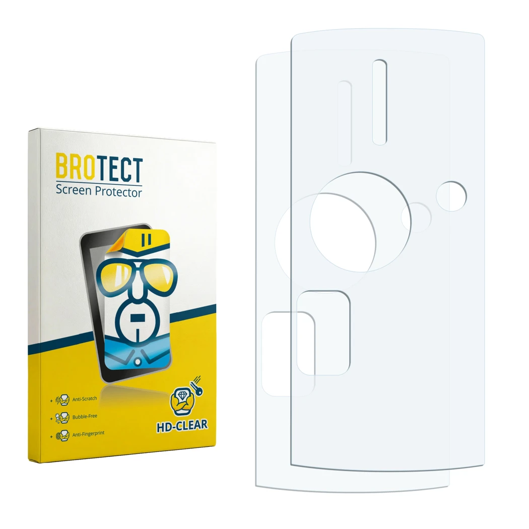 Front side of a product packaging with the brand logo BROTECT. Next to it is the corresponding screen protector.