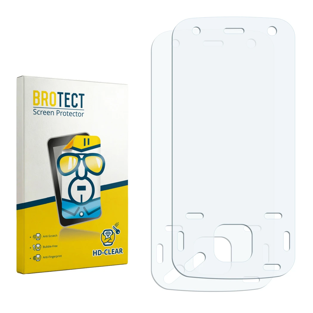 Front side of a product packaging with the brand logo BROTECT. Next to it is the corresponding screen protector.