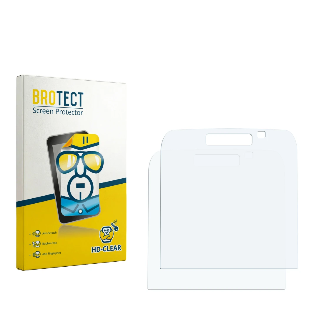 Front side of a product packaging with the brand logo BROTECT. Next to it is the corresponding screen protector.