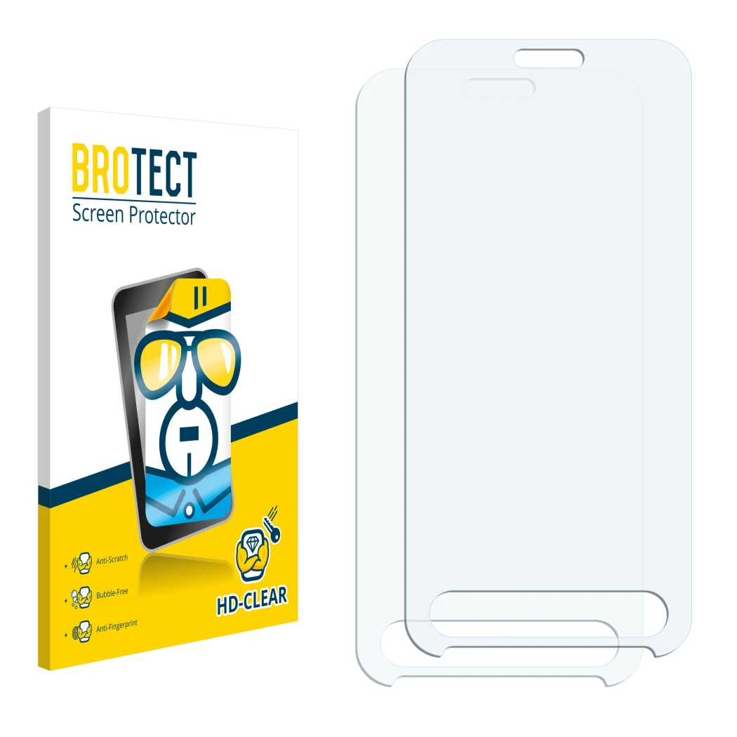 Front side of a product packaging with the brand logo BROTECT. Next to it is the corresponding screen protector.