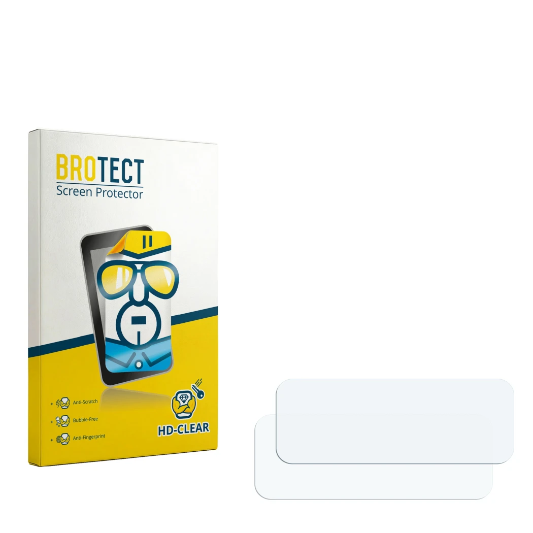 Front side of a product packaging with the brand logo BROTECT. Next to it is the corresponding screen protector.