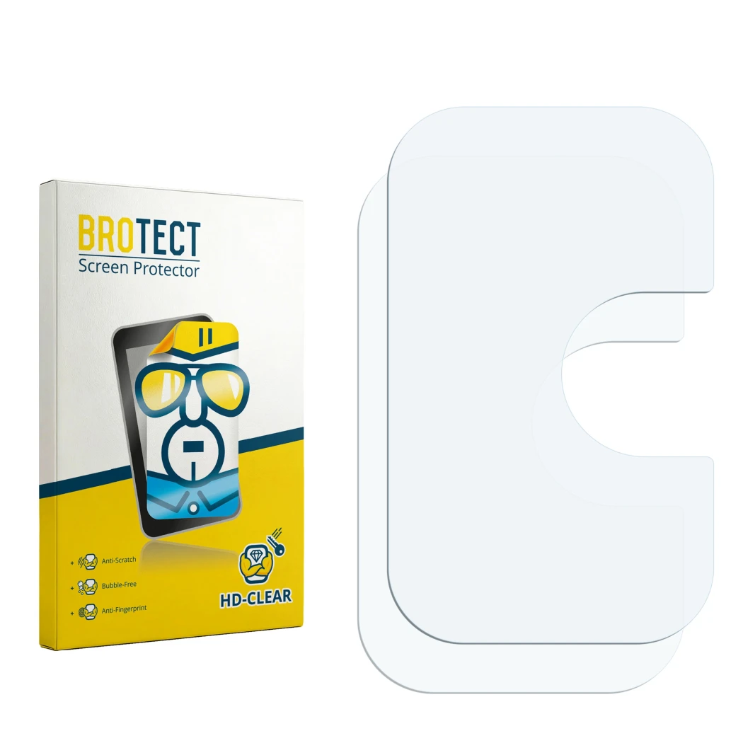 Front side of a product packaging with the brand logo BROTECT. Next to it is the corresponding screen protector.