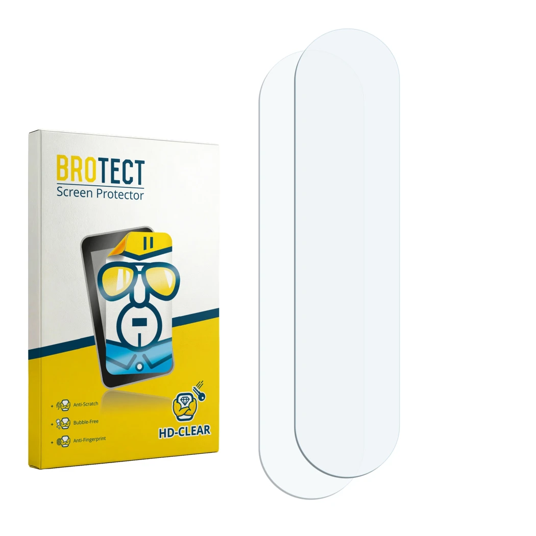 Front side of a product packaging with the brand logo BROTECT. Next to it is the corresponding screen protector.