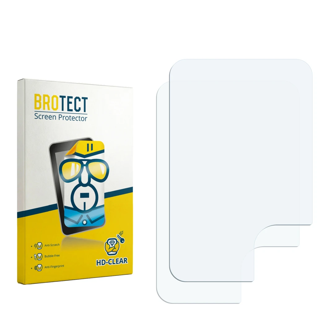 Front side of a product packaging with the brand logo BROTECT. Next to it is the corresponding screen protector.