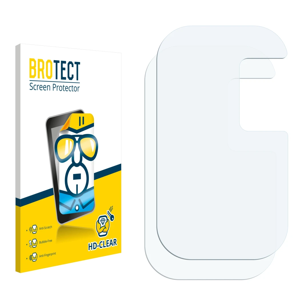 Front side of a product packaging with the brand logo BROTECT. Next to it is the corresponding screen protector.