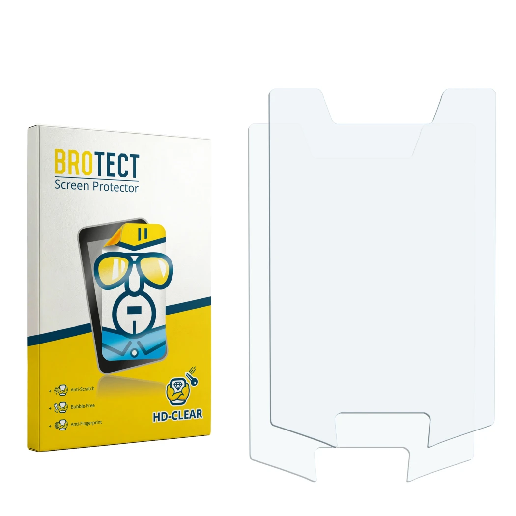 Front side of a product packaging with the brand logo BROTECT. Next to it is the corresponding screen protector.