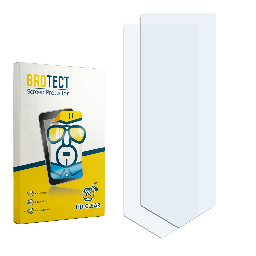Front side of a product packaging with the brand logo BROTECT. Next to it is the corresponding screen protector.