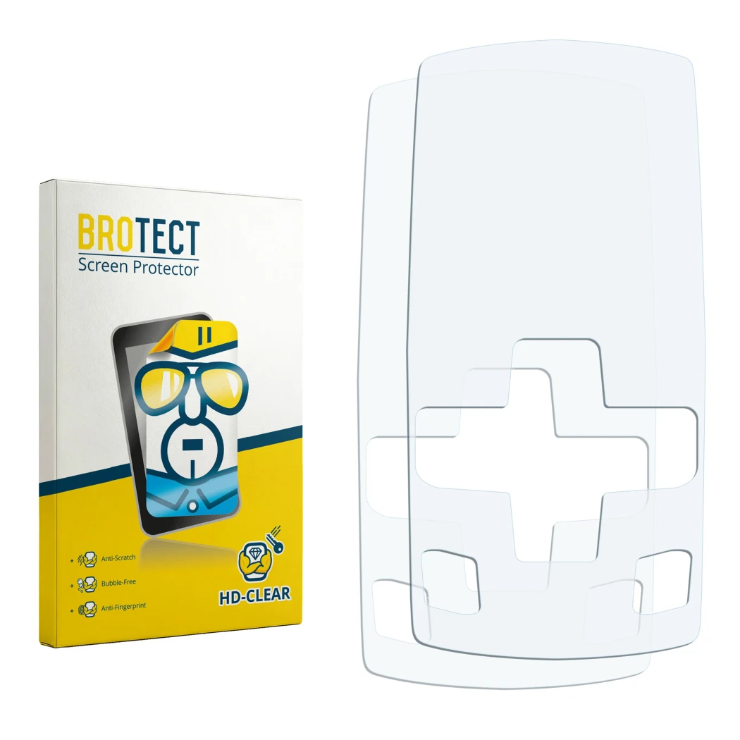 Front side of a product packaging with the brand logo BROTECT. Next to it is the corresponding screen protector.