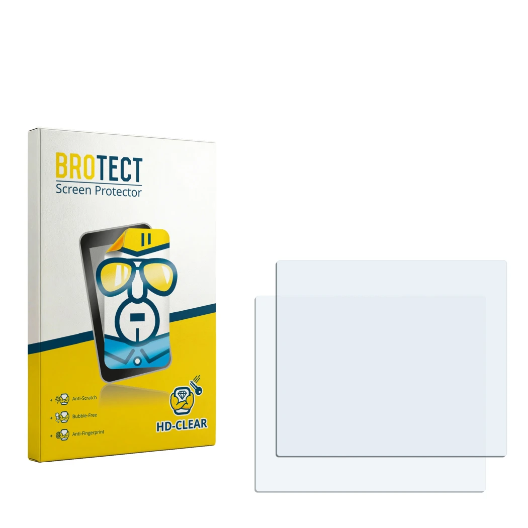 Front side of a product packaging with the brand logo BROTECT. Next to it is the corresponding screen protector.