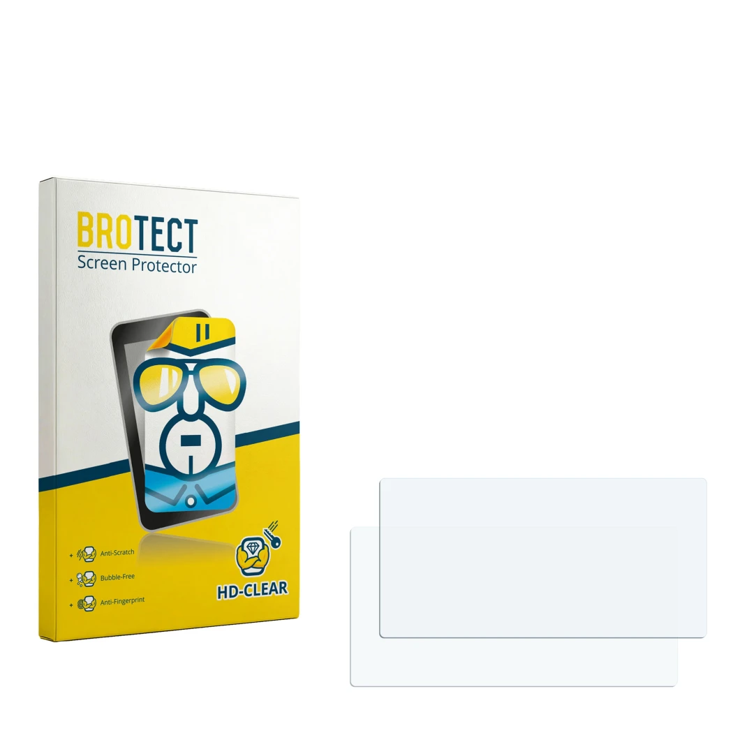 Front side of a product packaging with the brand logo BROTECT. Next to it is the corresponding screen protector.