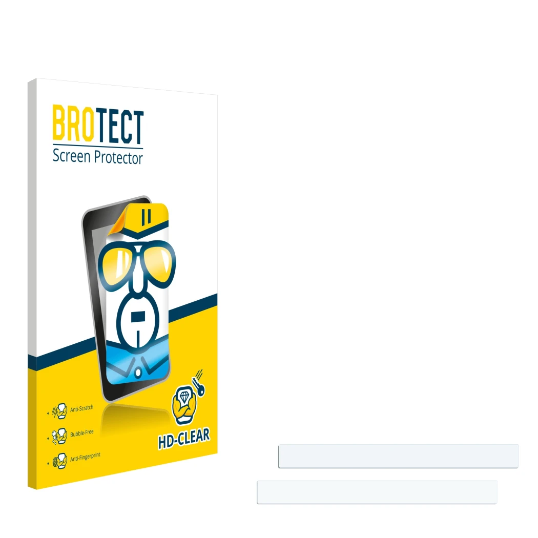 Front side of a product packaging with the brand logo BROTECT. Next to it is the corresponding screen protector.